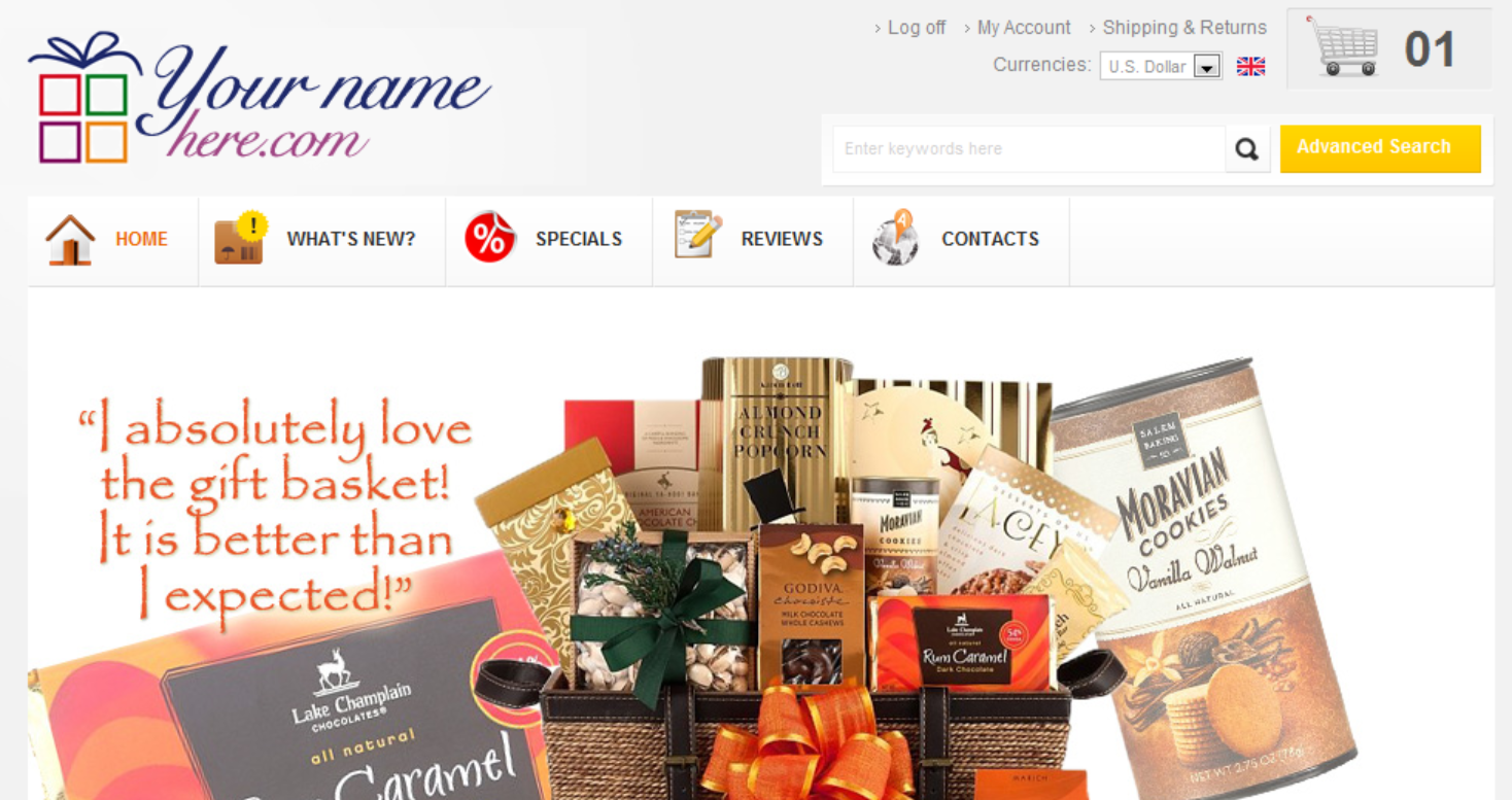 Gift baskets company website design
